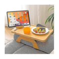 thumbnail image 4 of Foldable Bamboo Clip-on Sofa Tray Table With 360 Rotation, Wide Couch Arm Desk For Living Room Snacks, 4 of 5