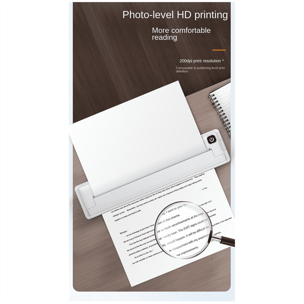 Printer Inkless Portable A4 Thermal Printer Portable Home Office Bluetooth Wireless Handheld Printer