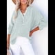 thumbnail image 4 of Blusas Casuales de Larga con Cuello en V y Botones para Mujer, Blusas Lisas de Gran Tamaño. Azul XXL, 4 of 7