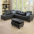 thumbnail image 4 of Bailu Classic Faux Leather L Shaped Sectional Sofa Set Black, 4 of 6