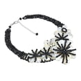 thumbnail image 3 of Ocean at Midnight Black Crystal, Pearls, and Seashells Floral Statement Necklace, 3 of 4