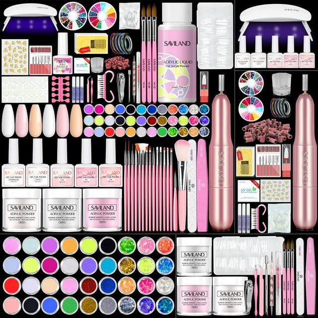 Kit de uñas acrílicas SAVILAND Essentials con taladro para uñas y lámpara UV