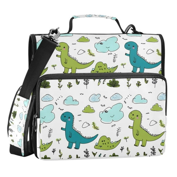 ALAZA Zipper Binder Dinosaur with Clound 3 Ring Trapper Keeper File Folder Organizer Bag