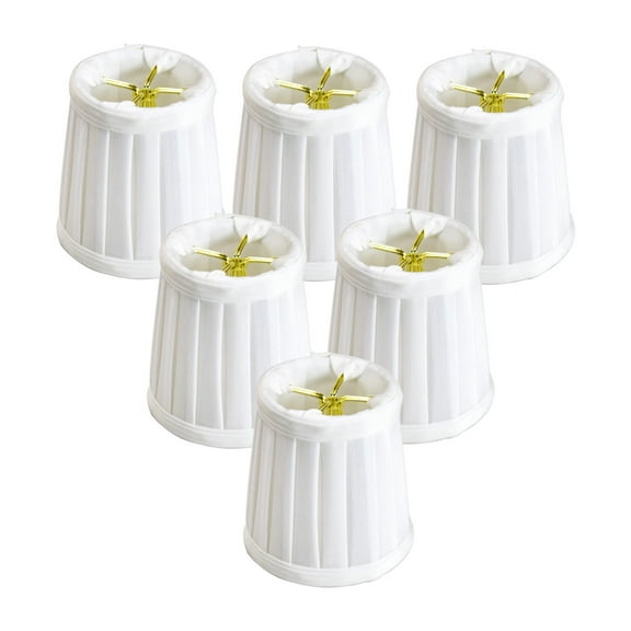 Set of 6 Down White Pleated Clip-on Candelabra Lampshade 3x4x4