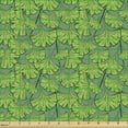 thumbnail image 2 of Ambesonne Japanese Print Fabric by the Yard Upholstery, Ginkgo Leaves Art, 5 Yards, Apple Green Charcoal Grey, 2 of 5
