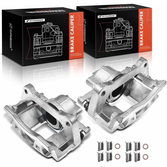 A-Premium Disc Brake Caliper Assembly with Bracket Compatible with Chrysler Town & Country Dodge Grand Caravan Jeep Liberty Wrangler 07-12 Front Side 2-PC Set