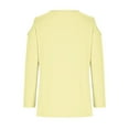 thumbnail image 6 of Gaecuw Women's 3/4 Sleeve Tops in Clothing Summer Plain Cold Shoulder Sleeve Blouse Crewneck Loose T Shirts Pullover Tees Three Quarter Shirts Stylish Tops Dressy Beige M, 6 of 6