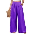 thumbnail image 2 of Women's Wrinkle-Free Pleated High Waisted Business Casual Wide Leg Dress Pants 2026 Purple L, 2 of 5