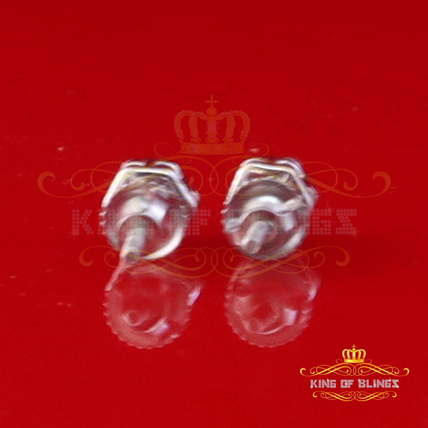 King of Bling's 925 Silver White 0.25ct VVS D Pink Moissanite Floral Men's/Women's Stud Earrings
