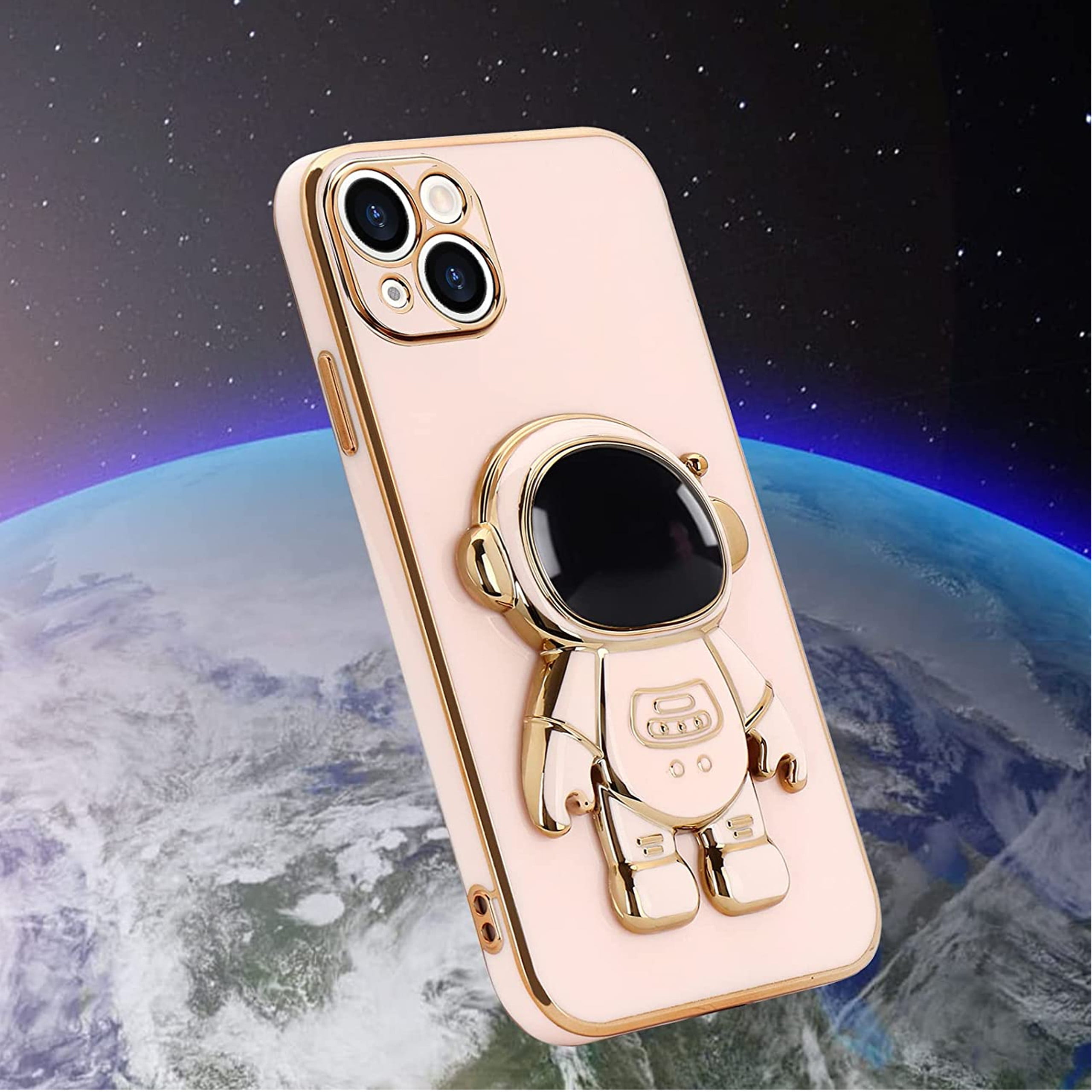 QoKcoahn Astronaut Hidden Stand Phone Case for iPhone 14 Pro,Cute