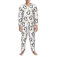 thumbnail image 3 of Naloa Colorful Hearts Penguin Men’s Pajamas Set - Long Sleeve Button Down Sleep Shirt and Pajama Bottoms Sleepwear Set-X-Large, 3 of 7
