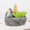 thumbnail image 3 of Maceta de resina pequeño monje maceta de flores s bonsái para el Pagoda de 11x9x10cm kusrkot macetas suculentas, 3 of 7