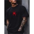 thumbnail image 1 of T Shirt Men' Plus Size Spider Print Short Sleeve Summer Casual Round Neck Top with Spider Web, 1 of 5