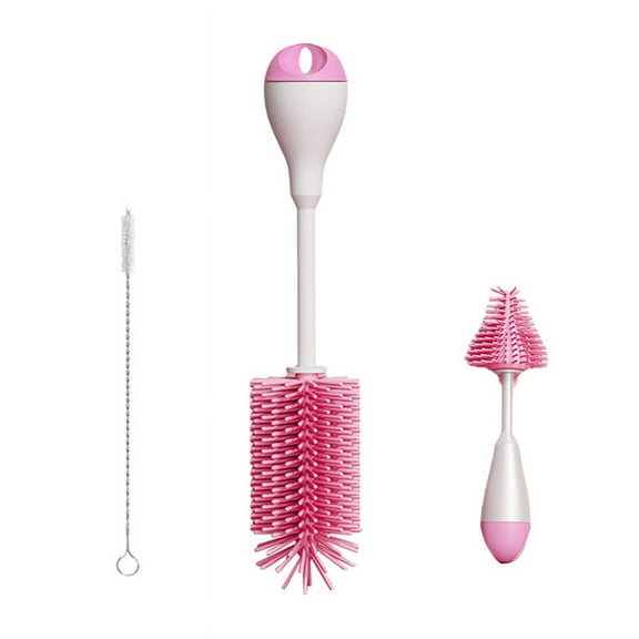 Silicone Bottle Brush Cleaner Attachment, Straw Cleaning Set for Narrow Neck Containers Pink