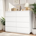 thumbnail image 3 of Hassch Dresser with 8 Storage Drawers for Bedroom, 47.2" Chest of Drawers for Living Room, Entryway, White, 3 of 8