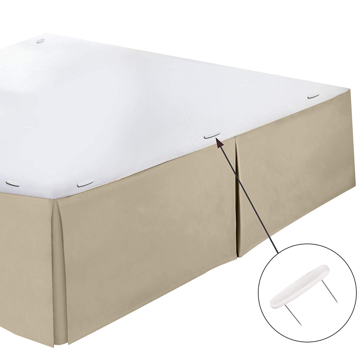 Clara Clark Pleated Bed Skirt 14 inch Tailored Drop Luxury Double