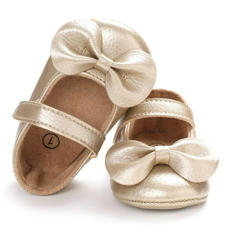 

Clearance Sale Newborn Infant Baby Girls Bowknot PU Prewalkers Soft Sole Leather Non-Slip Shoes Princess Wedding First Walkers 0-18M