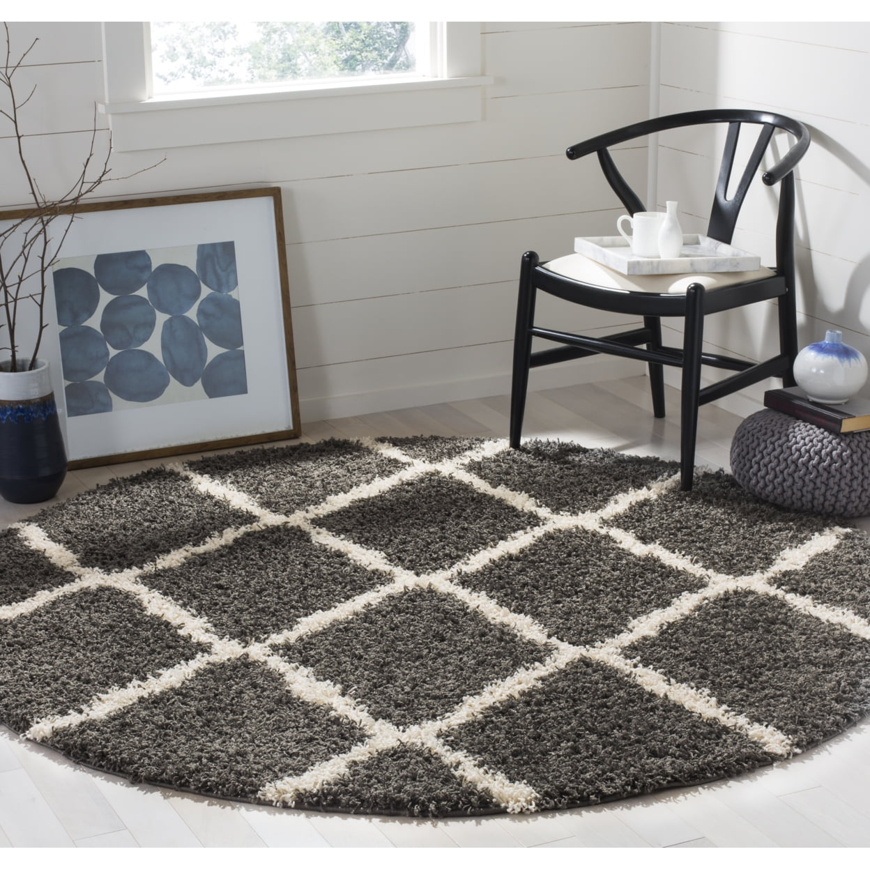 SAFAVIEH Dallas Shag SGDS257A Dark Grey/Ivory Rug