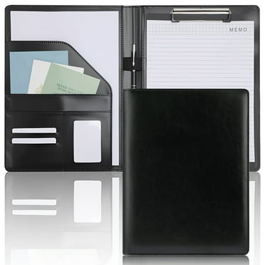 sixwipe Padfolio Clipboard Folder, Faux Leather Storage Clipboard with Cover for Legal Pad Holder Letter Size A4 Writing Pad for Business School Office Conference Notepad Clip Boards