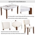 thumbnail image 4 of Dining Table Set for 4, Kitchen Table with 2 Upholstered Chairs & 1 Bench, 46" Faux Marble Kitchen Table and Chairs Set for Small Space, Dining Room, Off White, 4 of 6