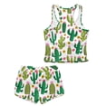 thumbnail image 5 of Xoenoiee Cactus Sunflower Flower Print Girls Swimsuit 2 Piece Girl Tankini Swimwear Swim Shorts Tank Top Set Girl Bathing Suit for Beach Pool Vacation, 8-9 Years, 5 of 7