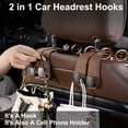 thumbnail image 2 of 2 PCS  Car Seat Hooks for Headrest,Car Hooks for Purses and Bags, Purse Holder for Car, Leather Car Seat Back Storage Hook Double Hook Car Seat Hangers Organization Accessories (Brown 2 Pack), 2 of 6