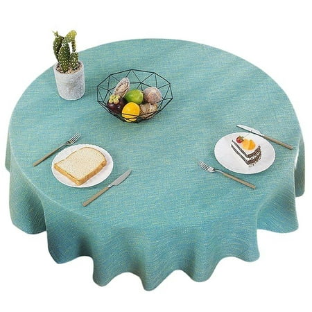 

Round Tablecloth Two Tone Linen Blend Circle Tablecloth stain Resistance Durable Table Cover For Dining Room Hotel Garden Picnic BBQ Party -Aqua Green-100cm
