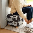 thumbnail image 5 of SCRAWLGOD Cow Print Brown Beige Stretch Ottoman Cover Square Stretch Ottoman Slipcovers Soft Storage Foot Rest Cover with Elastic Bottom Anti Dust Furniture Protector, 5 of 7