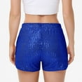 thumbnail image 4 of Women's Sequin Shorts Elastic Waist Sparkly Party Bottoms with Pockets - Small, Royal Blue, 4 of 6