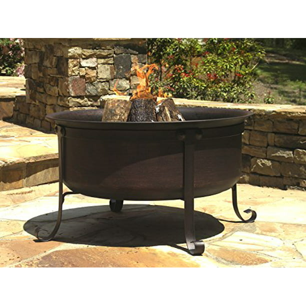Catalina Creations Round Cauldron Wood Burning Patio Fire Pit With Oil Rubbed Bronze Finish Mesh Spark Screen And Accessories Walmart Com