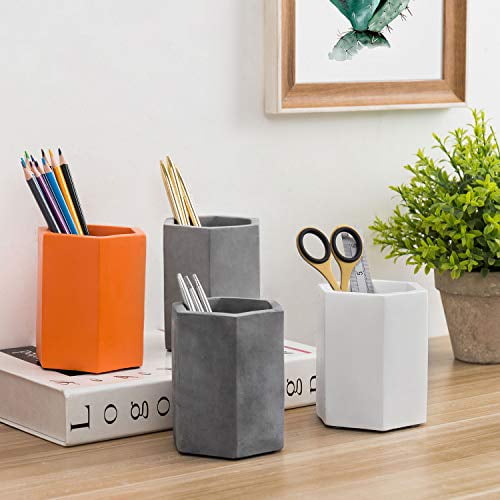 Details about   MyGift Set of 4 Hexagonal Multicolored Concrete Pen and Pencil Storage Cups 