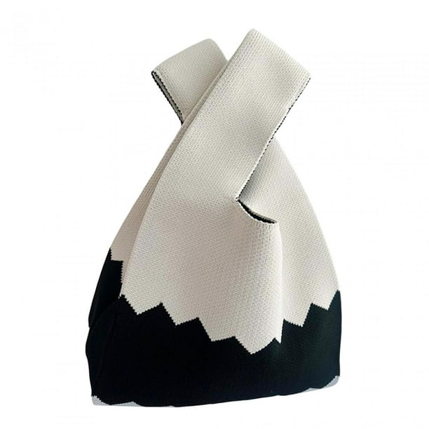 Bolso de mano de punto para mujer, bolso de hombro, elegante, ligero, para el verano gris