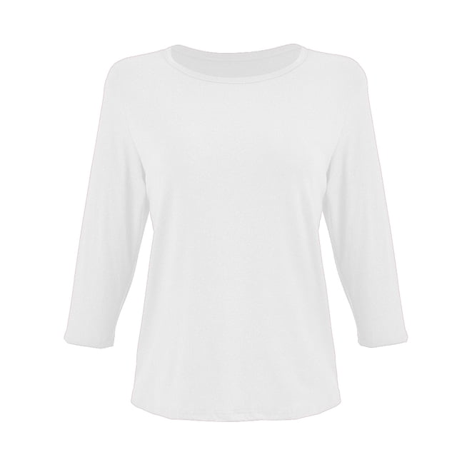Playera George para Mujer, Escote Redondo, Manga 3/4 Blanco Talla EG