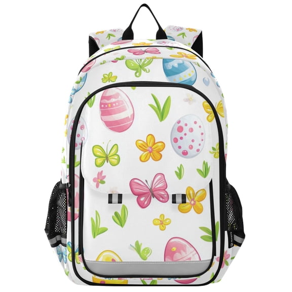 FORMRS Unisex School Backpack 17" Student Travel Bag with Laptop Compartment, Colorful Easter Eggs
