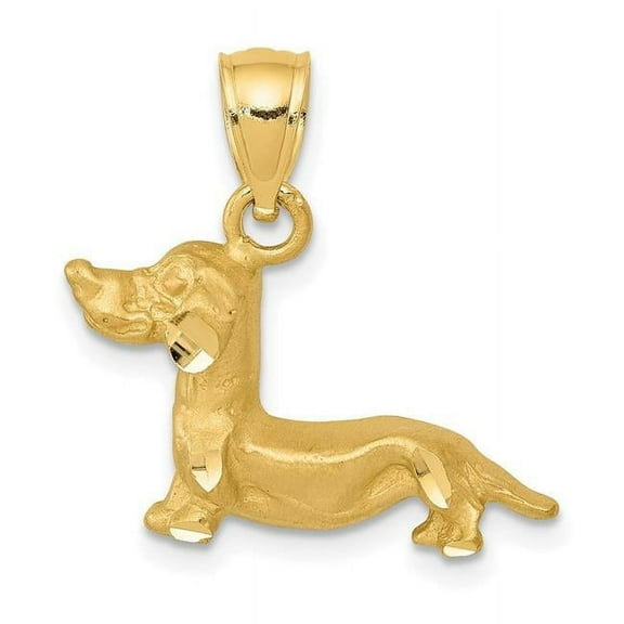Finest Gold 14K Yellow Gold Diamond-Cut Dachshund Pendant