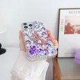 thumbnail image 2 of Case for iPhone 15 Pro Max, Glitter Case for Women Girls 3D Glitter Sparkle Bling Case Luxury Shiny Crystal Rhinestone Diamond Bumper Clear Gems Cute Wrist Strap Case Cover - Purple, 2 of 6