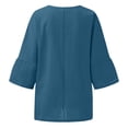 thumbnail image 5 of Plus Size Tops Women's Fashion Summer Cotton and Linen V Neck Leisure Three-quarter Sleeve Solid Tunic, 5 of 5
