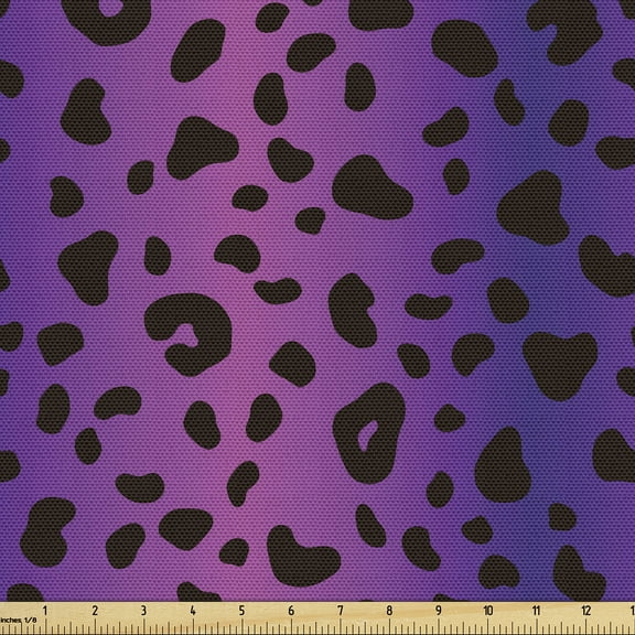 Ambesonne Leopard Rainbow Fabric by the Yard Upholstery, Purple Ombre Spots, 1 Yard, Quartz Fuchsia and Black