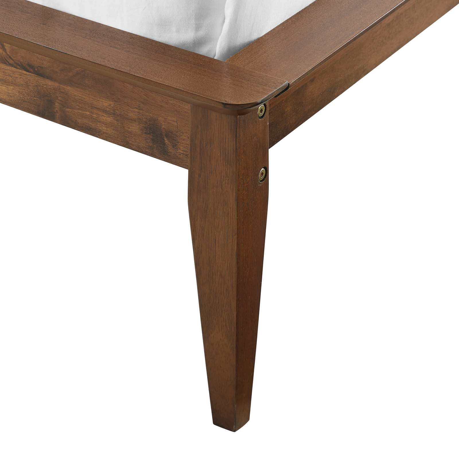 Platform Bed Frame, King Size, Wood, Brown Walnut, Modern Contemporary Urban Design, Bedroom Master Guest Suite