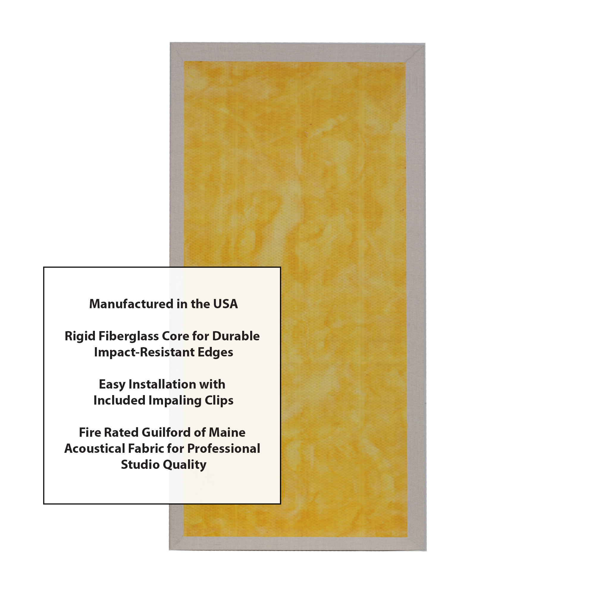 ATS Hardened Edge Fire Rated Professional Studio Quality Acoustic Panel 24x48x1 Linen