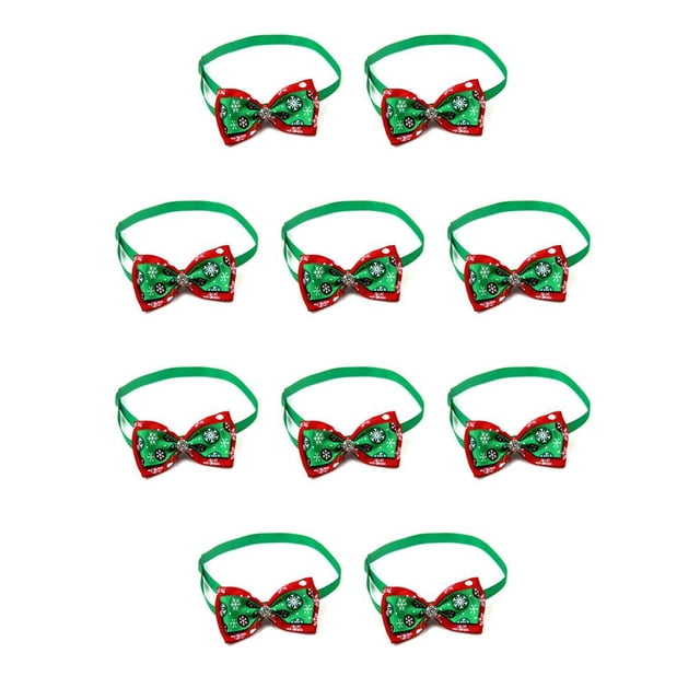 Methold Collares para mascotas, corbata para perro, pajarita ajustable, accesorios elásticos a juego ornamentales para mascotas, decoraciones navideñas VN088-10 10piezas Methold CBP377281