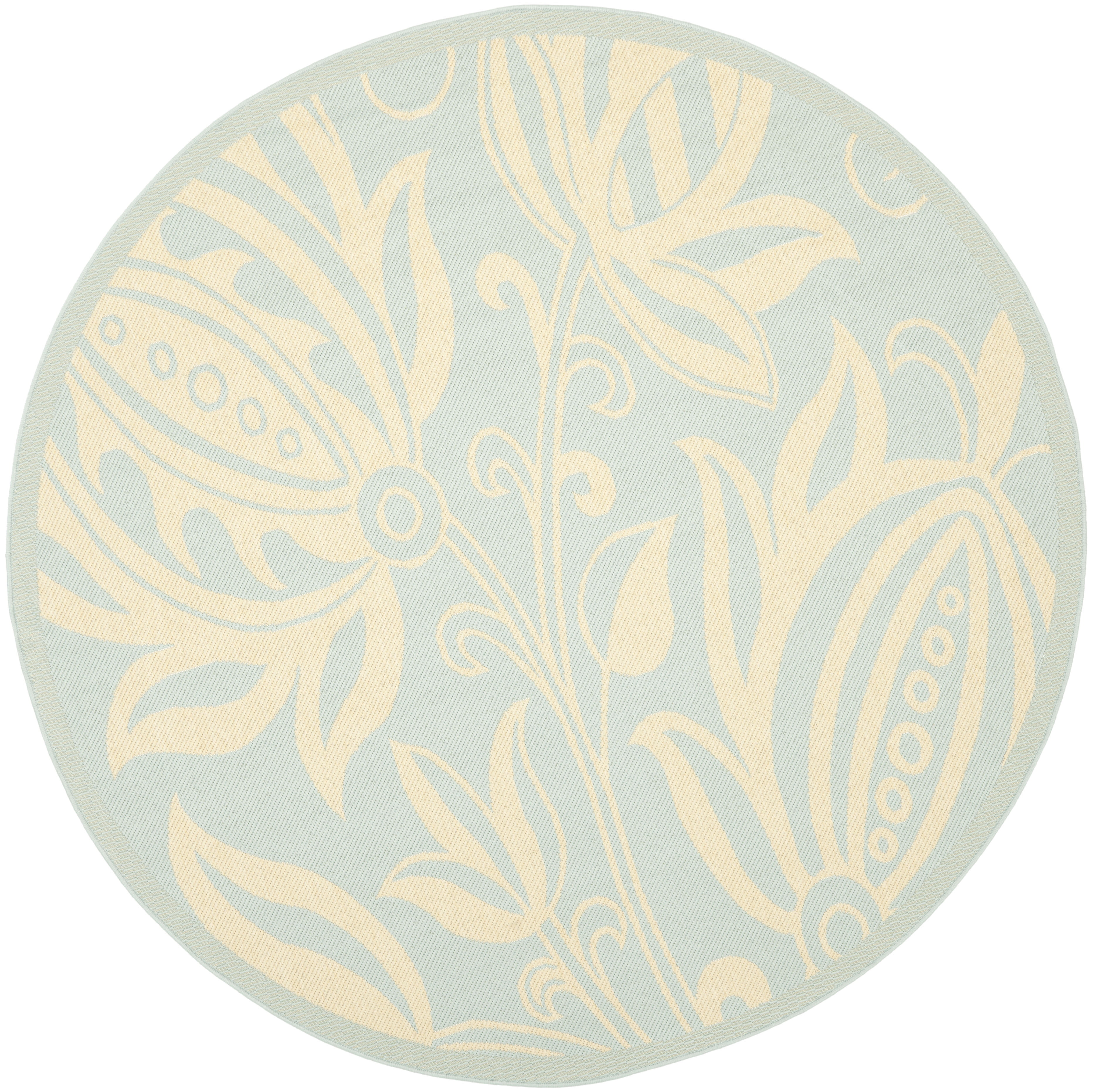 Safavieh Courtyard Bryanna Floral Indoor/Outdoor Area Rug, Aqua/Cream, 6'7" x 6'7" Round