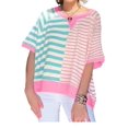 thumbnail image 1 of Camiseta KevaMolly Oversized para mujer de manga corta azul rosa S, 1 of 6