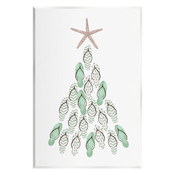 Stupell Industries Flip Flop Beachy Christmas Tree Holiday Painting Unframed Art Print Wall Art