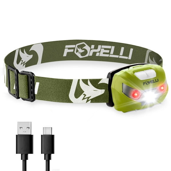 Foxelli Phare LED Rechargeable - Super Lumineux, Léger et Confortable pour Courir, Camper, Randonnée et Travail, Adapté aux Adultes et Enfants