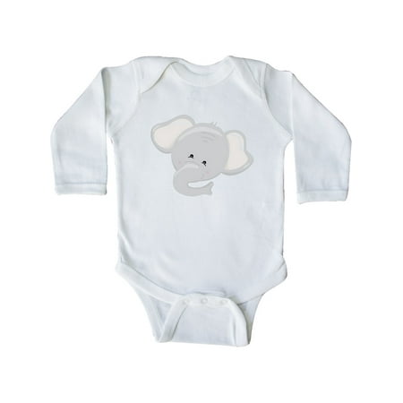 

Inktastic Cute Elephant Head Gift Baby Boy or Baby Girl Long Sleeve Bodysuit