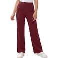 thumbnail image 6 of Dwellite Girls Flare Dress Pants for Kids School Uniform Bell Bottoms with Elastic Waist for Teens，2-13 Years Red 110, 6 of 6