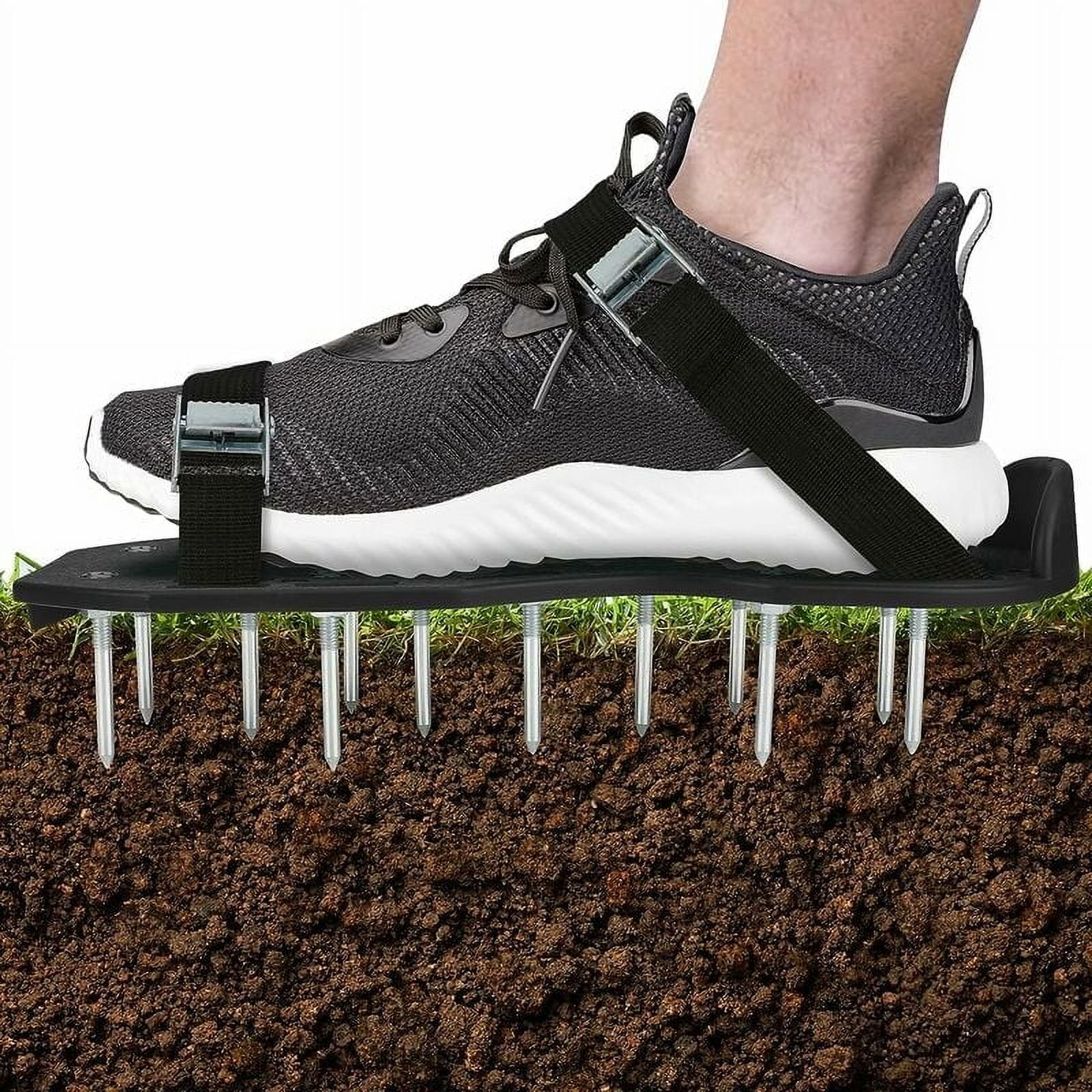 Heavy Duty Lawn Aerator Shoes, High-Quality Tool for Effective Soil Aeration, Black