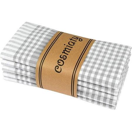 

Kitchen Towels – Dish Towels Suitable for Kitchen Gifts | Set of 5 100% Cotton Tea Towel | Vintage Style Kichen Cloths (Grey 5)