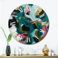 thumbnail image 3 of Designart "Abstract Serenity in Turquoise and Pink I" Abstract Oversized Wall Clock, 3 of 5